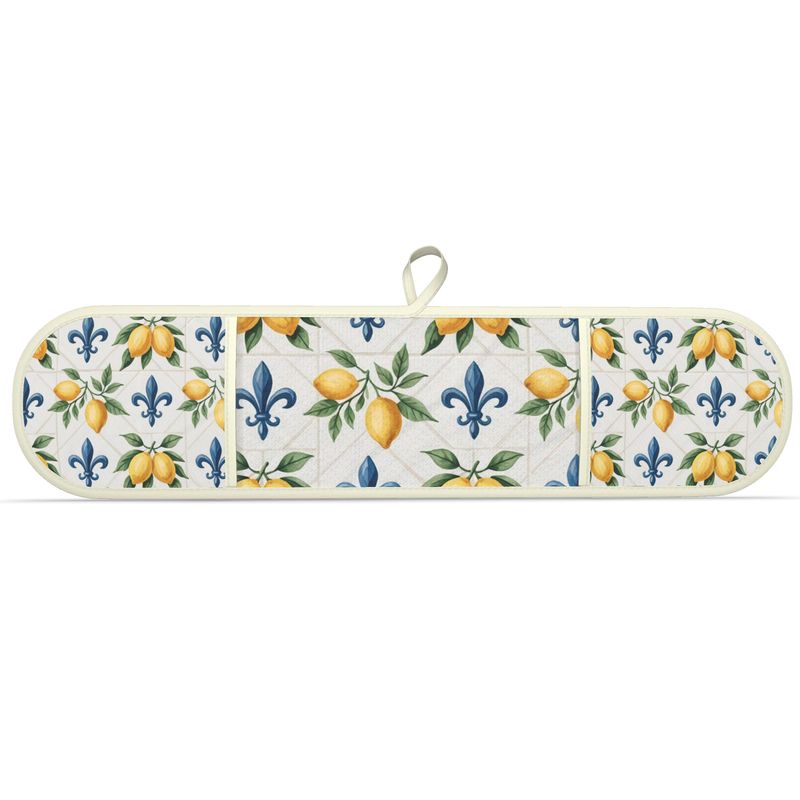 Lemon Kitchen Oven Mitts Set for Double Oven - Mediterranean Style