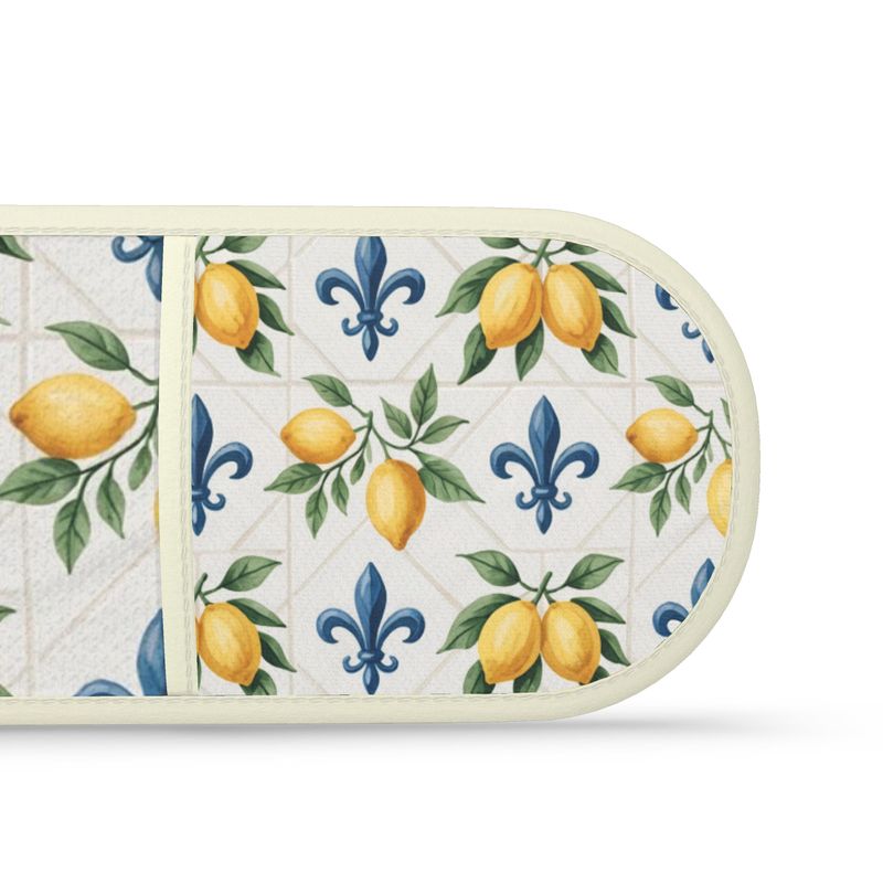Lemon Kitchen Oven Mitts Set for Double Oven - Mediterranean Style