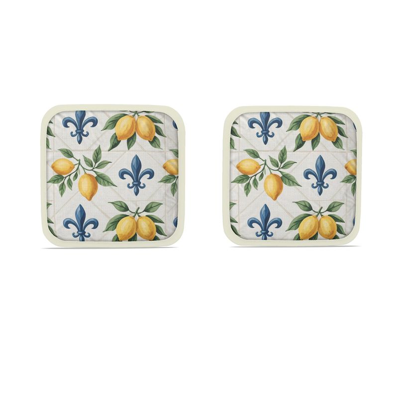 Pair of Citrus Pot Grabbers - Mediterranean Lemon Design