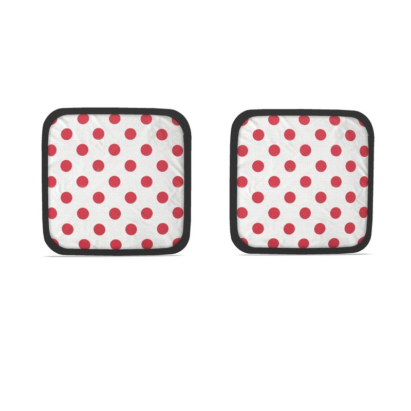 Red Polka Dots Pot Holders Set - Kitchen Pot Grabbers