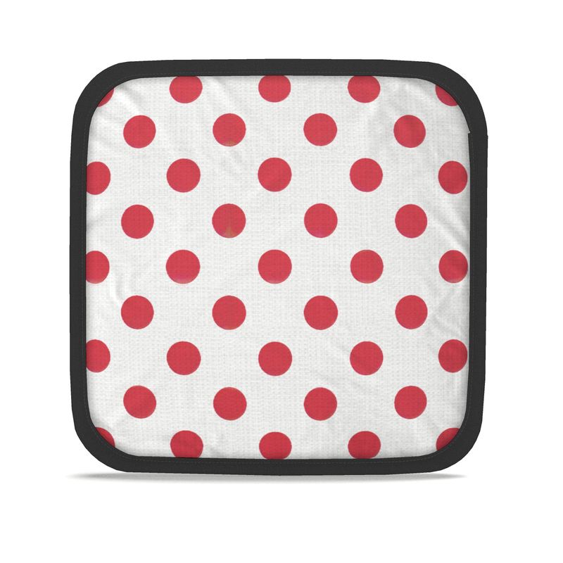Red Polka Dots Pot Holders Set - Kitchen Pot Grabbers