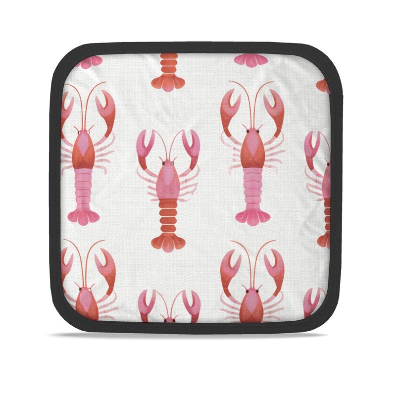 Coastal Kitchen Decor: Pink Lobster Pot Grab Pair