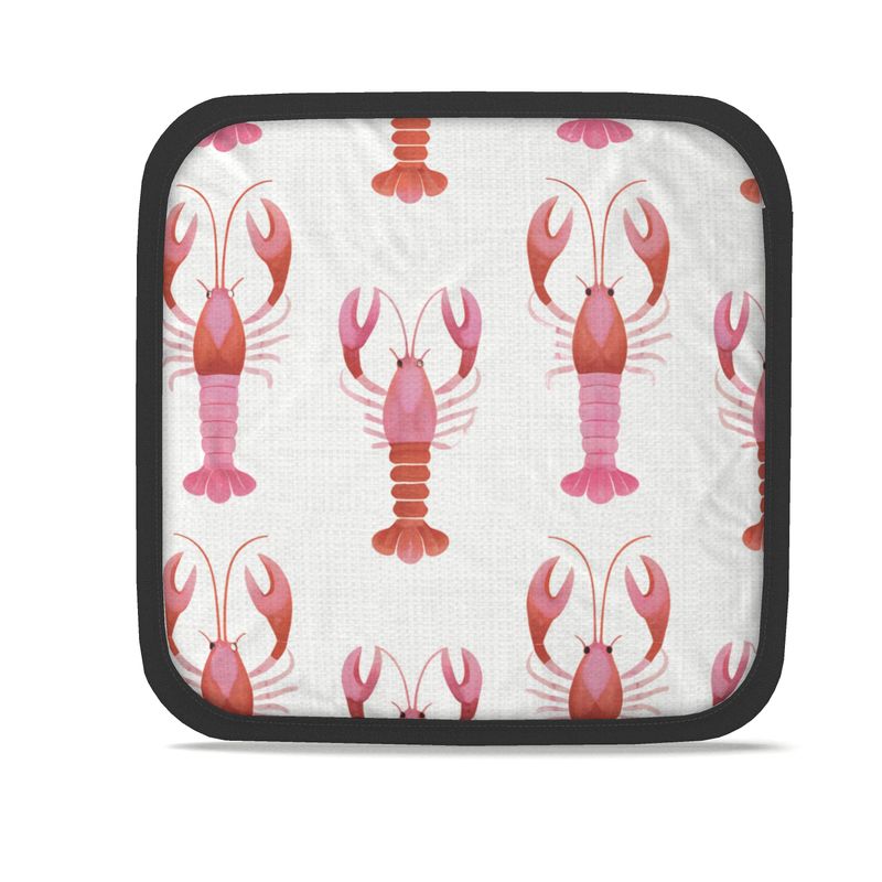 Coastal Kitchen Decor: Pink Lobster Pot Grab Pair