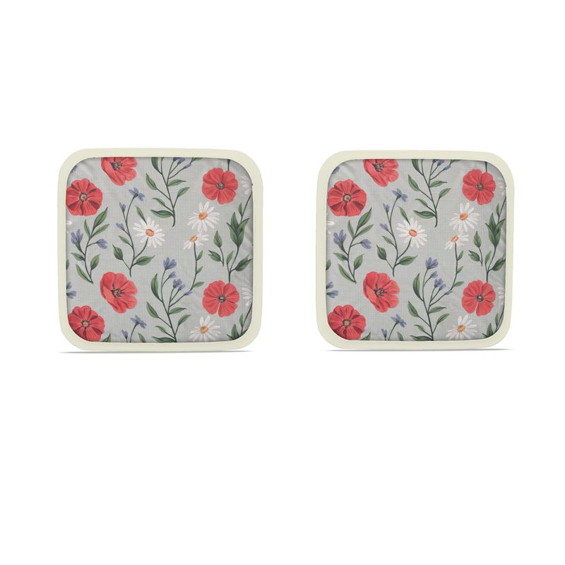 Set of 2 Wild Flower Pot Holders - Farmhouse Kitchen Accessories