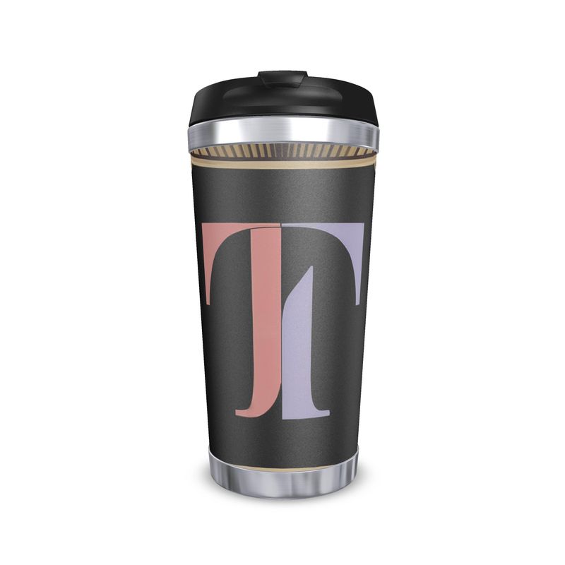 Personalized T Alphabet Travel Mug - Monogrammed Coffee Tumbler