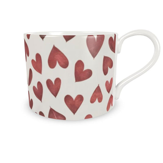 Red Hearts Fine Bone China Coffee Cup and Saucer