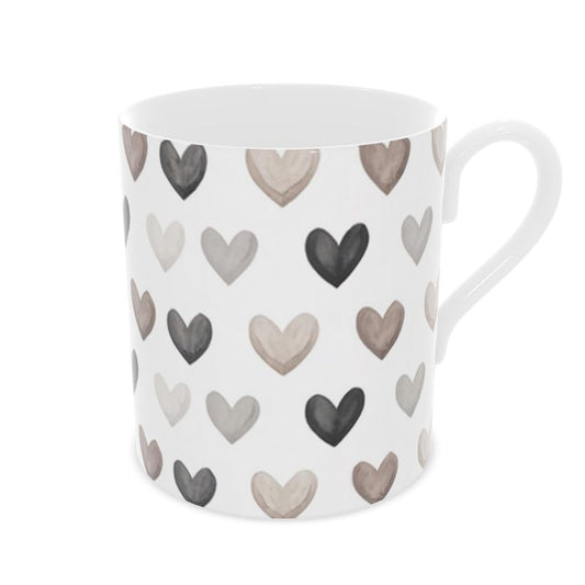 Elegant Designer Fine Bone China Mug in Taupe and Grey