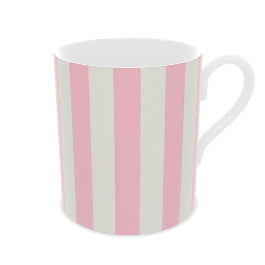 Pink and White Stripes Fine Bone China Mug