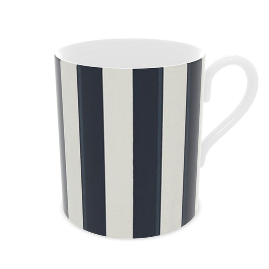 Elegant Ink Blue Stripes Fine Bone China Mug