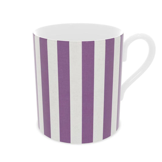 Stylish Fine Bone China Mug with Purple Stripes