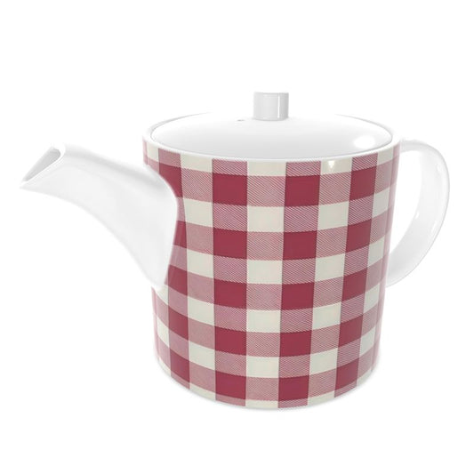 Classic Red Gingham Teapot - Vintage Kitchenware Piece