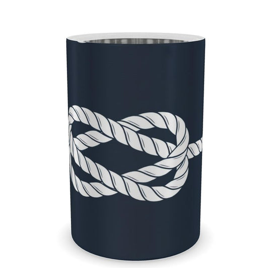 Luxury Navy Wine Cooler with Nautical Rope Detail - Coastal Home Bar Accessory
