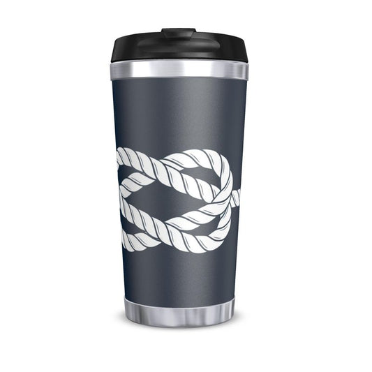 Rope Design Navy Nautical Travel Mug - Beach Inspired Drinkware