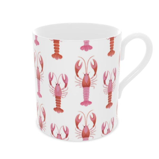 Ocean-Inspired Pink Lobster Mug - Fine Bone China Cup