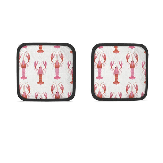 Coastal Kitchen Decor: Pink Lobster Pot Grab Pair