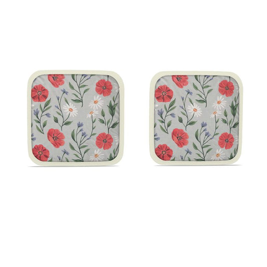 Set of 2 Wild Flower Pot Holders - Farmhouse Kitchen Accessories