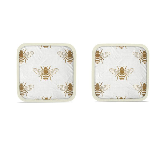 Gold Bee Design Pot Grab Pair - Luxe Oven Mitt Set
