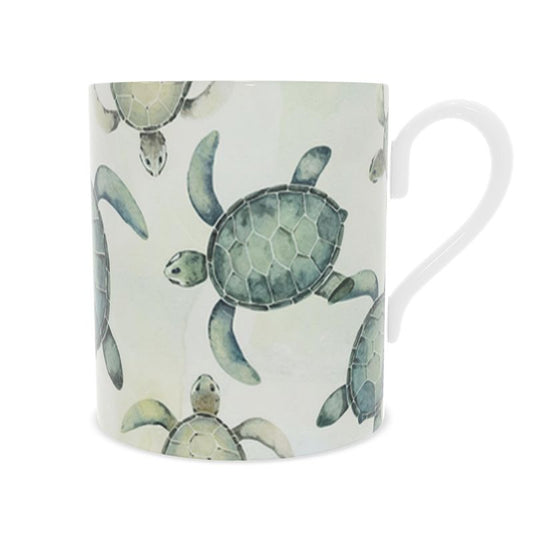 Ocean Lover Gift: Fine Bone China Mug with Sea Turtles Design