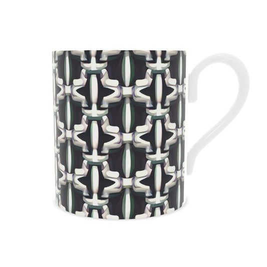 Elegant Black and Silver Fine Bone China Mug - Luxury Designer Collection