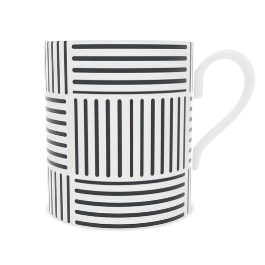 Modern Striped Bone China Coffee Cup - Stylish Black & White Design