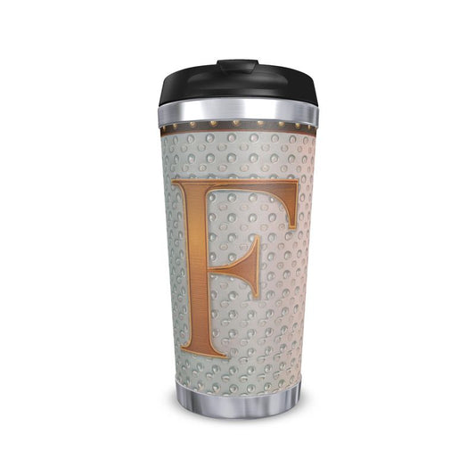 Monogrammed 'F' Letter Travel Mug - Personalised Gift for Travelers