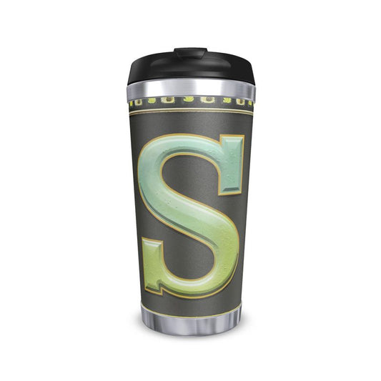 Initial 'S' Alphabet Travel Mug - Personalised Monogram Cup for Travel