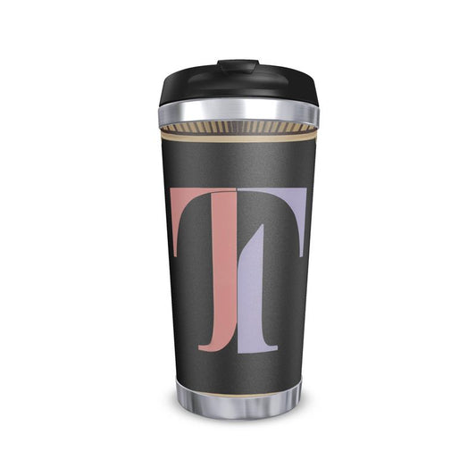 Personalized T Alphabet Travel Mug - Monogrammed Coffee Tumbler