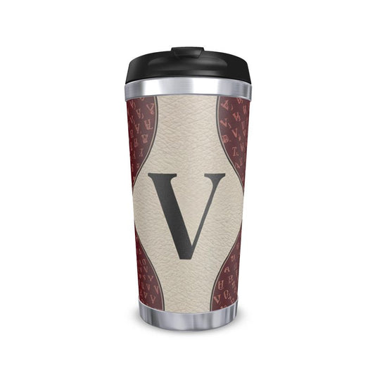 Personalized V Initial Travel Mug, Alphabet Letter V Coffee Cup