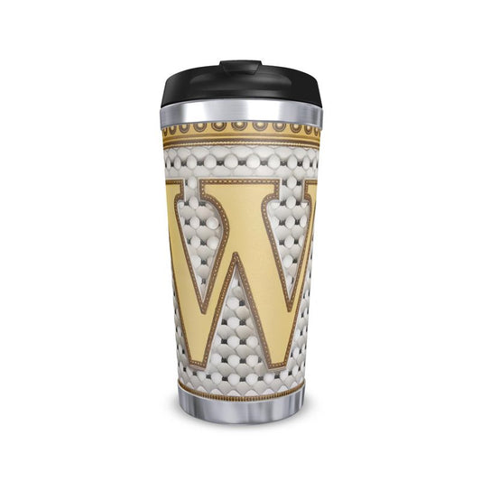 Personalised Alphabet Letter W Travel Mug - Custom Name Coffee Cup