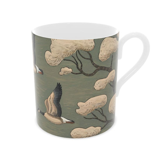 Fine Bone China Mug with Flying Geese Design - Bird Lover Gift