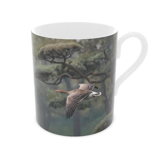 Bird Lover's Delight: Flying Geese Fine Bone China Mug - Unique Gift