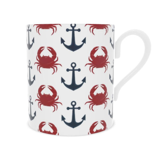 Sea Lovers' Mug - Crabs and Anchors on Fine Bone China